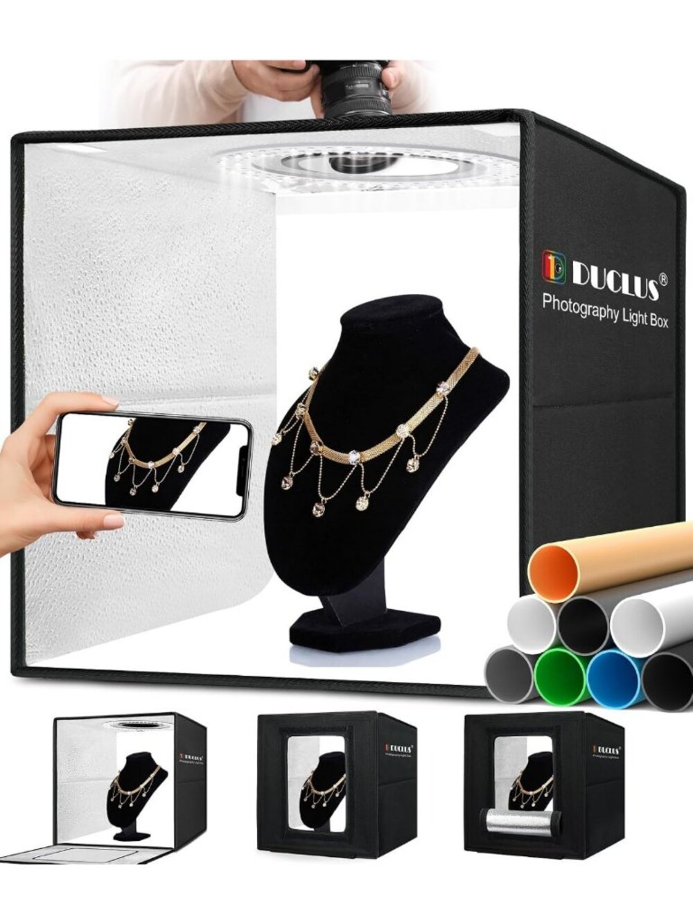 16x16 Inch Light Box for Photography, 160 LED Lights, Portable Studio, 6